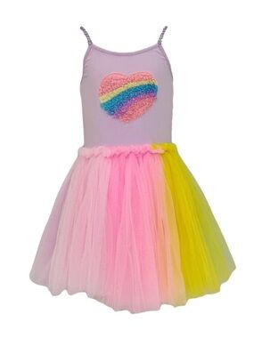 Lola and the boys RAINBOW HEART TULLE DRESS size 6